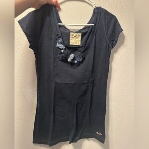 Hollister Navy Blue Short Sleeve Top